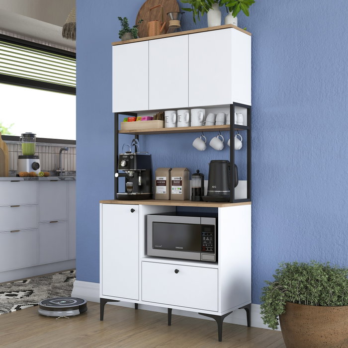 Hanah Home Gabinete Multipropósito Blanco y Nuez